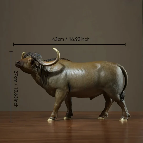 Large Copper Water Buffalo Art Collection Home Office Decor Bronze Statue African Buffalo Copper Sculpture - Image 3