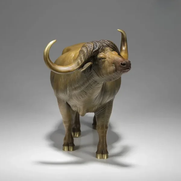 Large Copper Water Buffalo Art Collection Home Office Decor Bronze Statue African Buffalo Copper Sculpture - Image 5