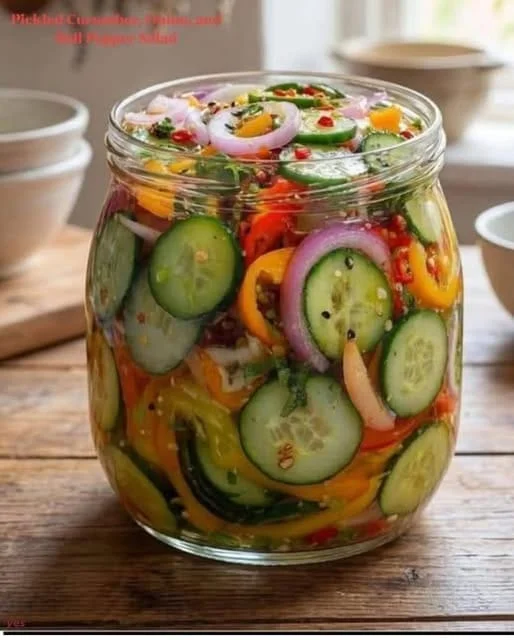 Anti-Inflammatory Pickled Cucumber, Onion & Bell Pepper Salad

